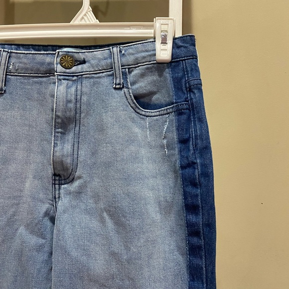 MuMu Blue Two-Tone Ankle Jeans Size 28 Light Wash Side Stripe - Picture 2 of 11